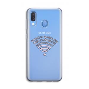 CaseCompany Home Is Where The Wifi Is: Samsung Galaxy A40 Transparant Hoesje