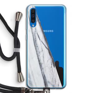 CaseCompany Gestreepte marmer: Samsung Galaxy A50 Transparant Hoesje met koord