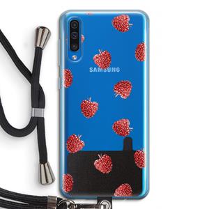 CaseCompany Framboosjes: Samsung Galaxy A50 Transparant Hoesje met koord