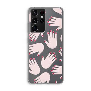 CaseCompany Hands pink: Samsung Galaxy S21 Ultra Transparant Hoesje