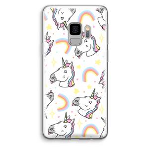 CaseCompany Rainbow Unicorn: Samsung Galaxy S9 Transparant Hoesje