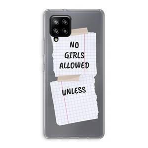 CaseCompany No Girls Allowed Unless: Samsung Galaxy A42 5G Transparant Hoesje
