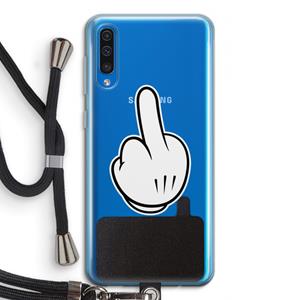 CaseCompany Middle finger white: Samsung Galaxy A50 Transparant Hoesje met koord