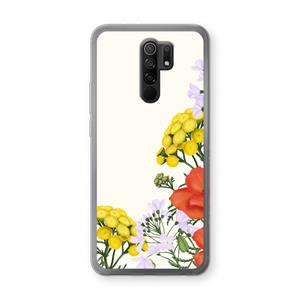CaseCompany Wilde bloemen: Xiaomi Redmi 9 Transparant Hoesje