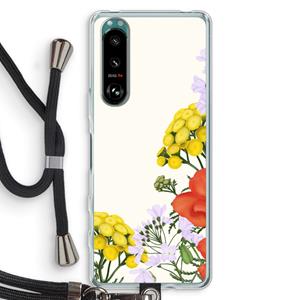 CaseCompany Wilde bloemen: Sony Xperia 5 III Transparant Hoesje met koord