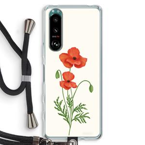 CaseCompany Red poppy: Sony Xperia 5 III Transparant Hoesje met koord