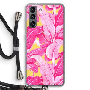 CaseCompany Pink Banana: Samsung Galaxy S21 Transparant Hoesje met koord