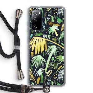 CaseCompany Tropical Palms Dark: Samsung Galaxy S20 FE / S20 FE 5G Transparant Hoesje met koord