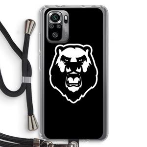 CaseCompany Angry Bear (black): Xiaomi Redmi Note 10S Transparant Hoesje met koord