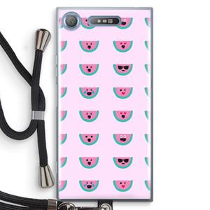 CaseCompany Smiley watermeloenprint: Sony Xperia XZ1 Transparant Hoesje met koord