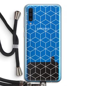 CaseCompany Zwart-witte kubussen: Samsung Galaxy A50 Transparant Hoesje met koord