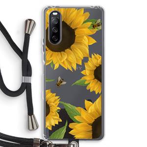 CaseCompany Sunflower and bees: Sony Sony Xperia 10 III Transparant Hoesje met koord