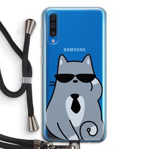 CaseCompany Cool cat: Samsung Galaxy A50 Transparant Hoesje met koord