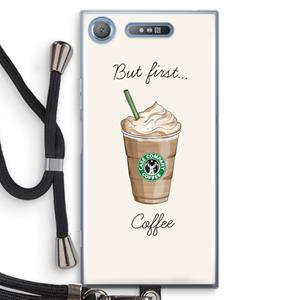 CaseCompany But first coffee: Sony Xperia XZ1 Transparant Hoesje met koord