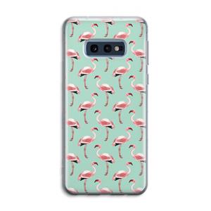 CaseCompany Flamingoprint groen: Samsung Galaxy S10e Transparant Hoesje