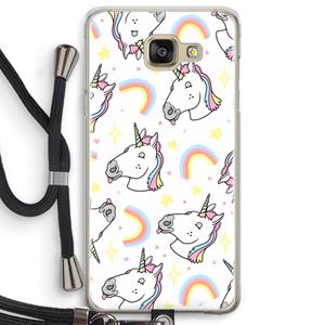CaseCompany Rainbow Unicorn: Samsung Galaxy A5 (2016) Transparant Hoesje met koord