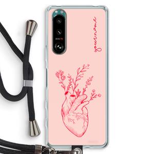 CaseCompany Blooming Heart: Sony Xperia 5 III Transparant Hoesje met koord