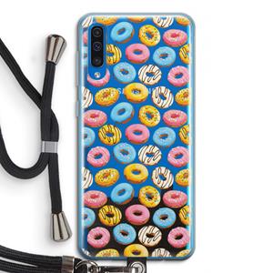 CaseCompany Pink donuts: Samsung Galaxy A50 Transparant Hoesje met koord
