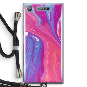 CaseCompany Paarse stroom: Sony Xperia XZ1 Transparant Hoesje met koord