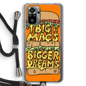 CaseCompany Big Macs Bigger Dreams: Xiaomi Redmi Note 10S Transparant Hoesje met koord