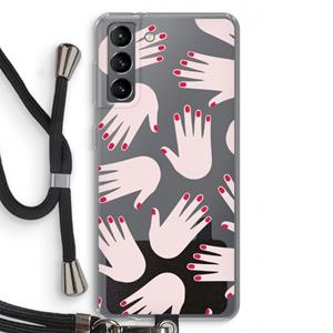 CaseCompany Hands pink: Samsung Galaxy S21 Transparant Hoesje met koord