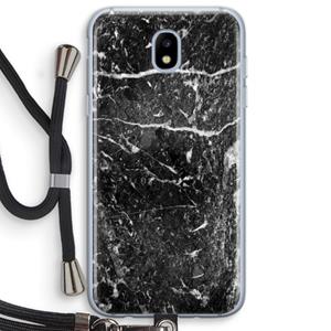 CaseCompany Zwart marmer: Samsung Galaxy J5 (2017) Transparant Hoesje met koord