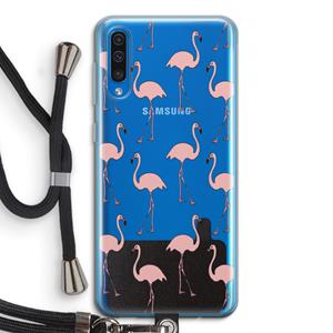 CaseCompany Anything Flamingoes: Samsung Galaxy A50 Transparant Hoesje met koord
