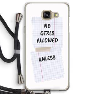 CaseCompany No Girls Allowed Unless: Samsung Galaxy A5 (2016) Transparant Hoesje met koord