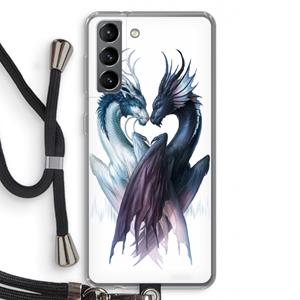 CaseCompany Yin Yang Dragons: Samsung Galaxy S21 Transparant Hoesje met koord
