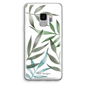 CaseCompany Tropical watercolor leaves: Samsung Galaxy S9 Transparant Hoesje