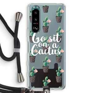 CaseCompany Cactus quote: Sony Xperia 5 III Transparant Hoesje met koord