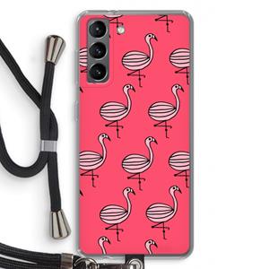 CaseCompany Flamingo: Samsung Galaxy S21 Transparant Hoesje met koord