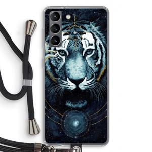 CaseCompany Darkness Tiger: Samsung Galaxy S21 Transparant Hoesje met koord
