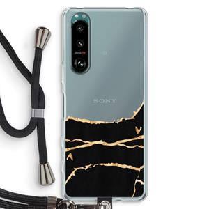 CaseCompany Gouden marmer: Sony Xperia 5 III Transparant Hoesje met koord