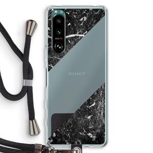 CaseCompany Zwart marmer: Sony Xperia 5 III Transparant Hoesje met koord