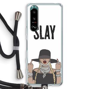 CaseCompany Slay All Day: Sony Xperia 5 III Transparant Hoesje met koord