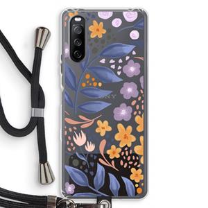 CaseCompany Flowers with blue leaves: Sony Sony Xperia 10 III Transparant Hoesje met koord