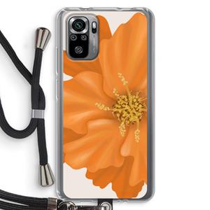 CaseCompany Orange Ellila flower: Xiaomi Redmi Note 10S Transparant Hoesje met koord