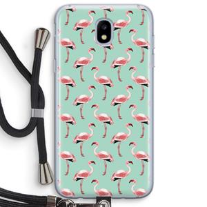 CaseCompany Flamingoprint groen: Samsung Galaxy J5 (2017) Transparant Hoesje met koord