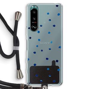 CaseCompany Blauwe stippen: Sony Xperia 5 III Transparant Hoesje met koord