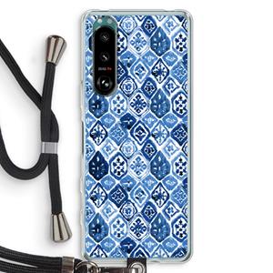 CaseCompany Blauw motief: Sony Xperia 5 III Transparant Hoesje met koord