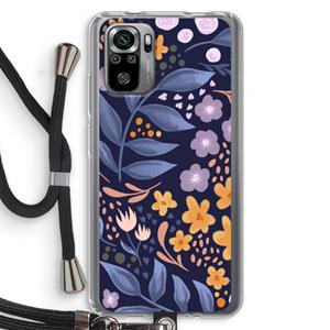 CaseCompany Flowers with blue leaves: Xiaomi Redmi Note 10S Transparant Hoesje met koord