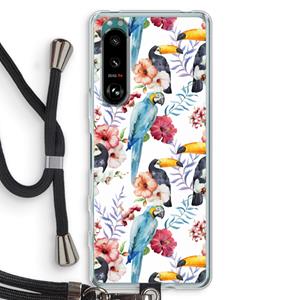 CaseCompany Bloemen tukan: Sony Xperia 5 III Transparant Hoesje met koord