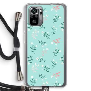 CaseCompany Small white flowers: Xiaomi Redmi Note 10S Transparant Hoesje met koord