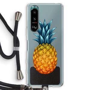 CaseCompany Grote ananas: Sony Xperia 5 III Transparant Hoesje met koord