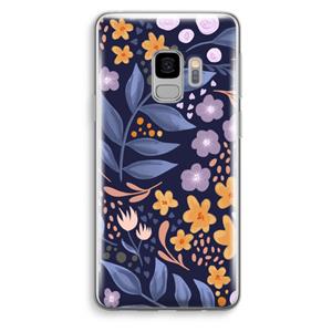 CaseCompany Flowers with blue leaves: Samsung Galaxy S9 Transparant Hoesje