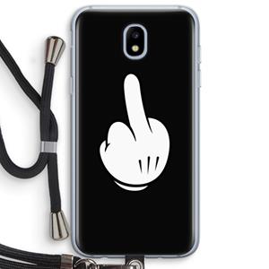 CaseCompany Middle finger black: Samsung Galaxy J5 (2017) Transparant Hoesje met koord
