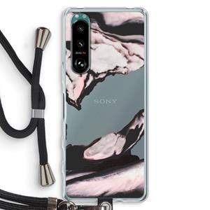 CaseCompany Roze stroom: Sony Xperia 5 III Transparant Hoesje met koord