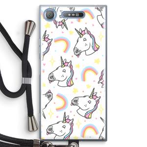 CaseCompany Rainbow Unicorn: Sony Xperia XZ1 Transparant Hoesje met koord