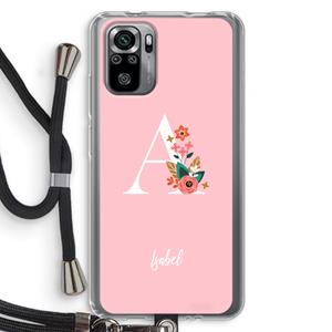 CaseCompany Pink Bouquet: Xiaomi Redmi Note 10S Transparant Hoesje met koord